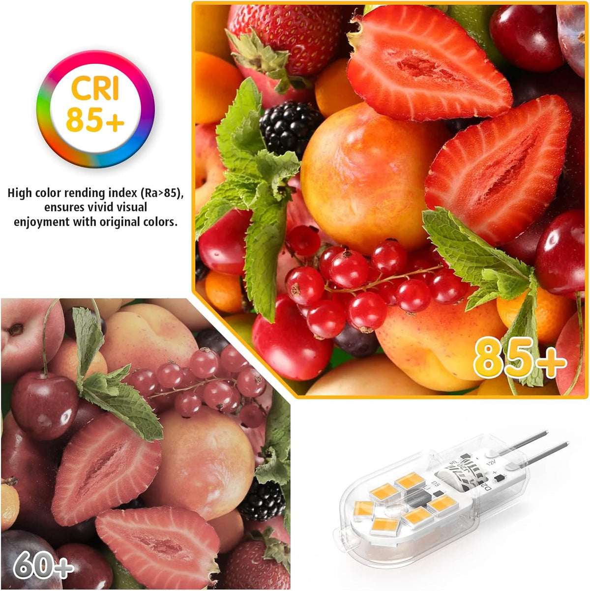 2W G4 LED Bulbs Warm White 3000K, Replacement 20W Halogen Bulb, Non Flicker AC/DC 12V Energy Saving G4 LED Capsule Light Bulbs, Non-Dimmable, 10 Pack