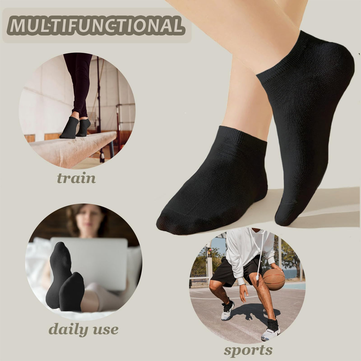 KEYRI 6 Pairs Ankle Socks Low Cut Trainer Socks