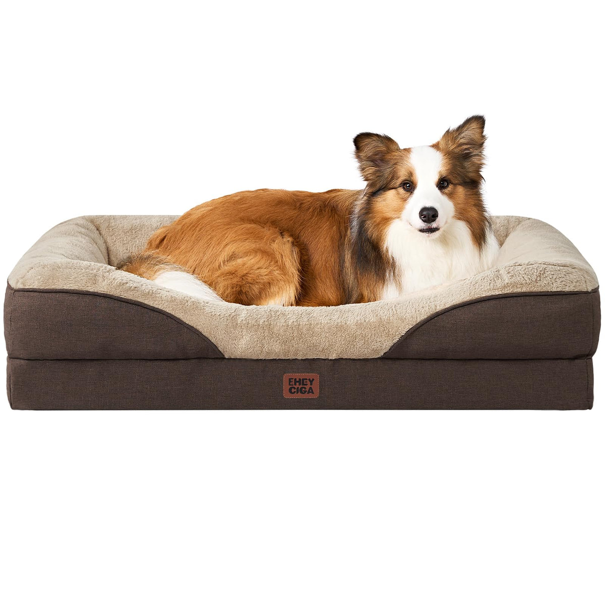 EHEYCIGA Memory Foam Orthopedic Dog Beds Large, 91x68x17cm, Dark Grey