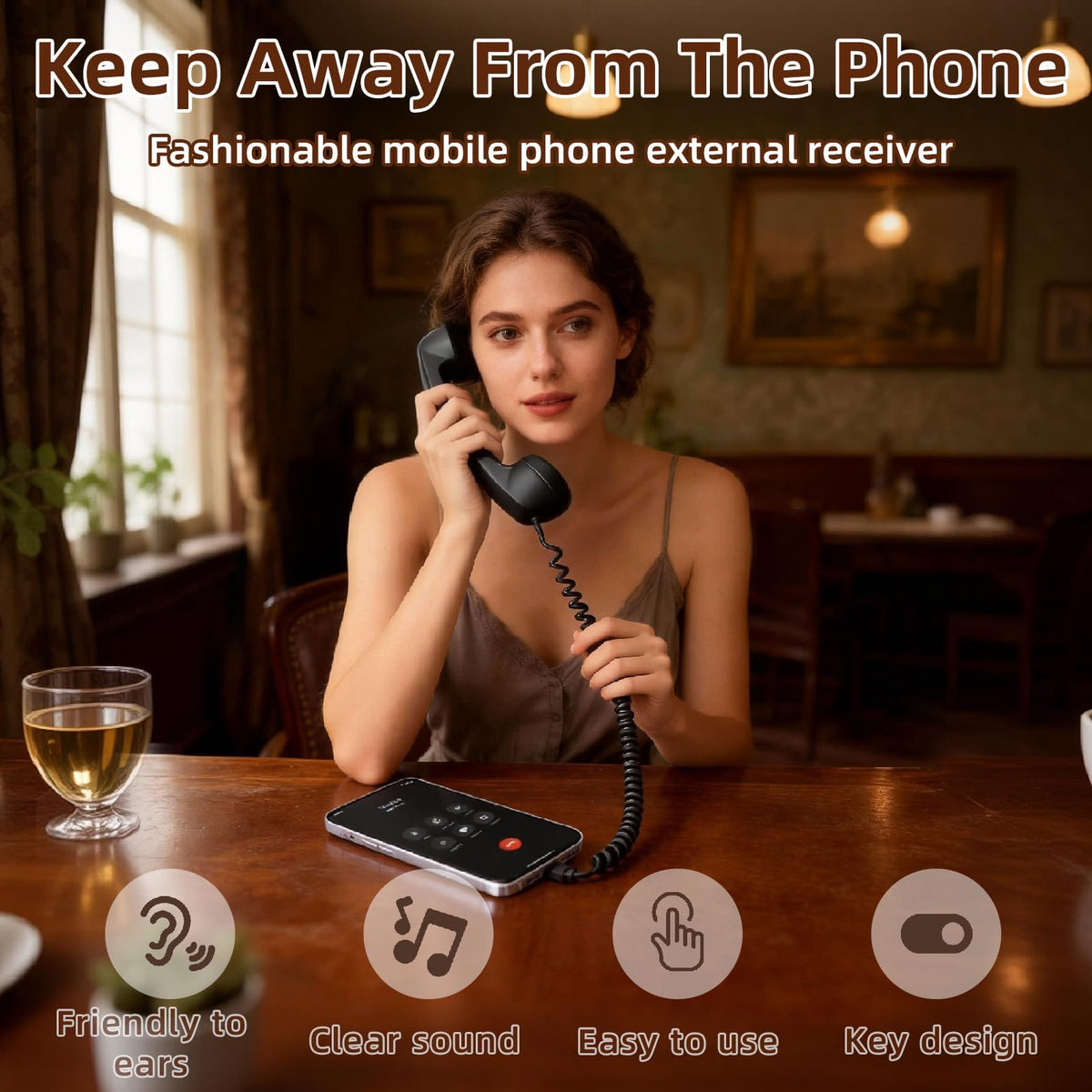 Retro Phone Handset for iPhone & Android, 2026 New Type-C Wired Receiver with Microphone & Speaker (2Pcs(Black and Red))