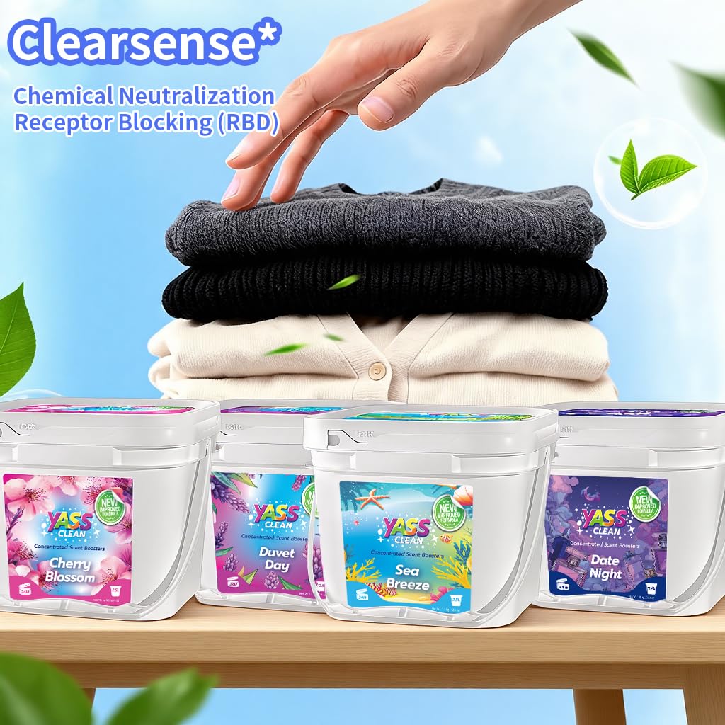 Yass Clean 2 in 1 Laundry Scent Boosters 1800g, New Upgrade In-Wash Scented Perfume Beads with Four Patented Technologies, Long-Lasting Freshness, Keeps Laundry Fresh, Cherry Blossom Fragrance