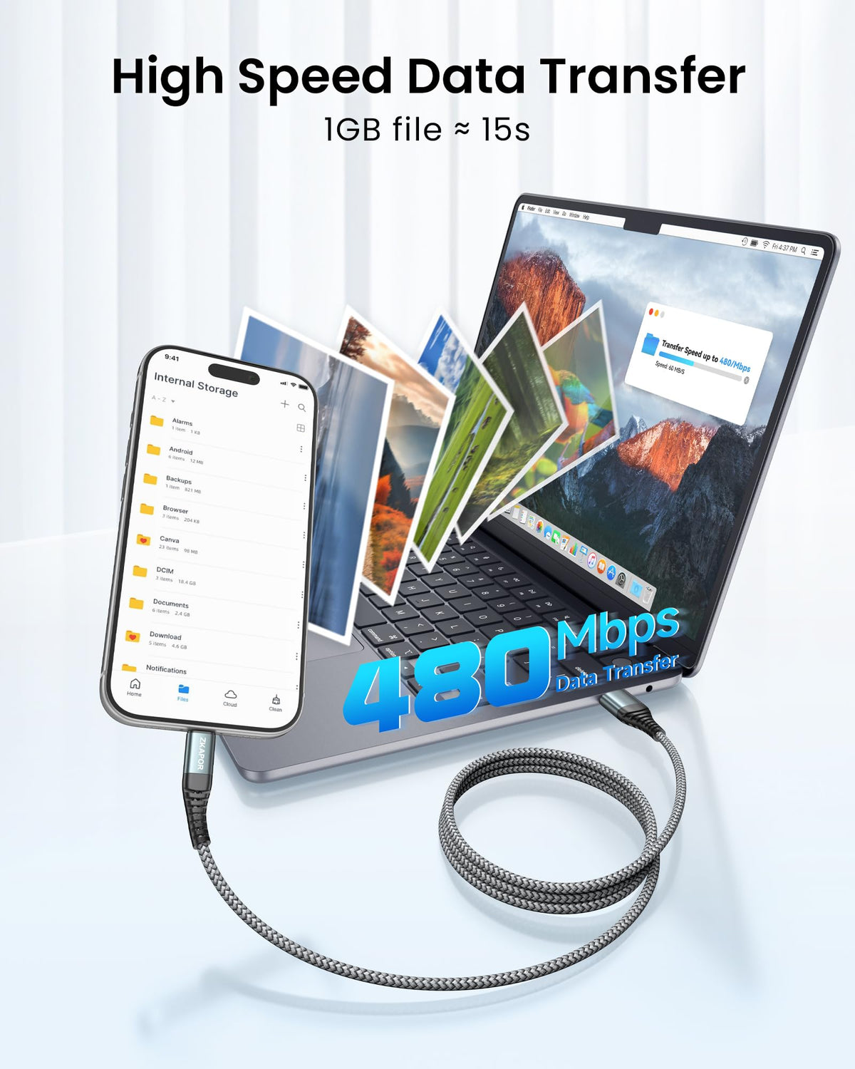 ZKAPOR Short USB C Cable 15CM, Type C Charger Cable 3A Fast Charging USB C