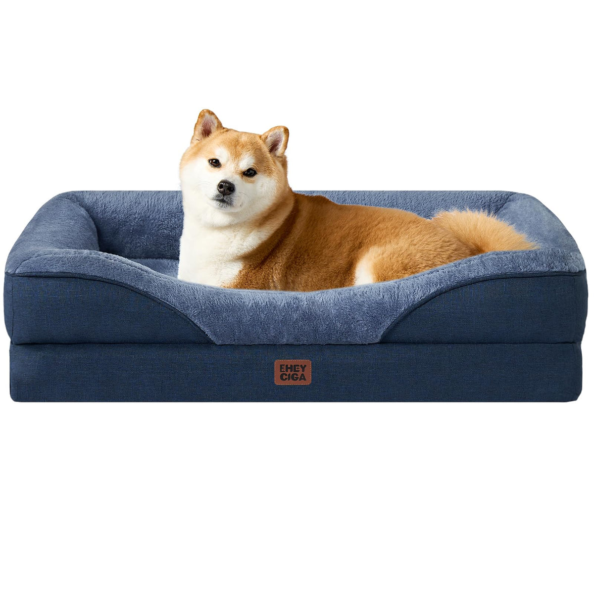 EHEYCIGA Memory Foam Orthopedic Dog Beds Large, 91x68x17cm, Dark Grey