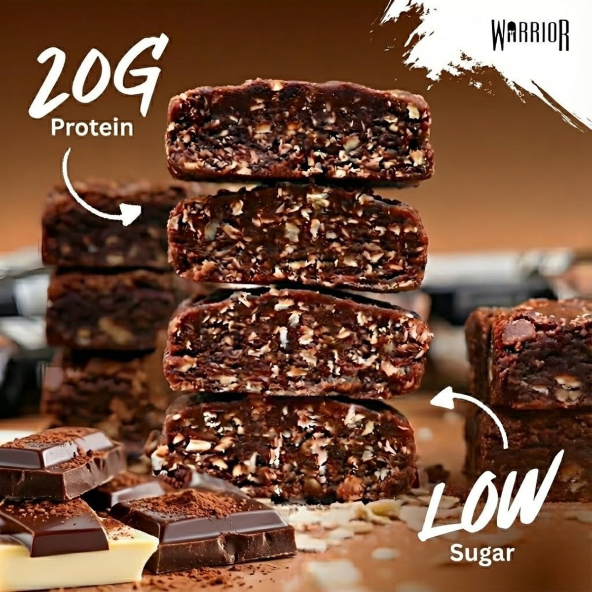 Warrior RAW Protein Bars 12 x 75g High Protein Oat Flapjack Snack