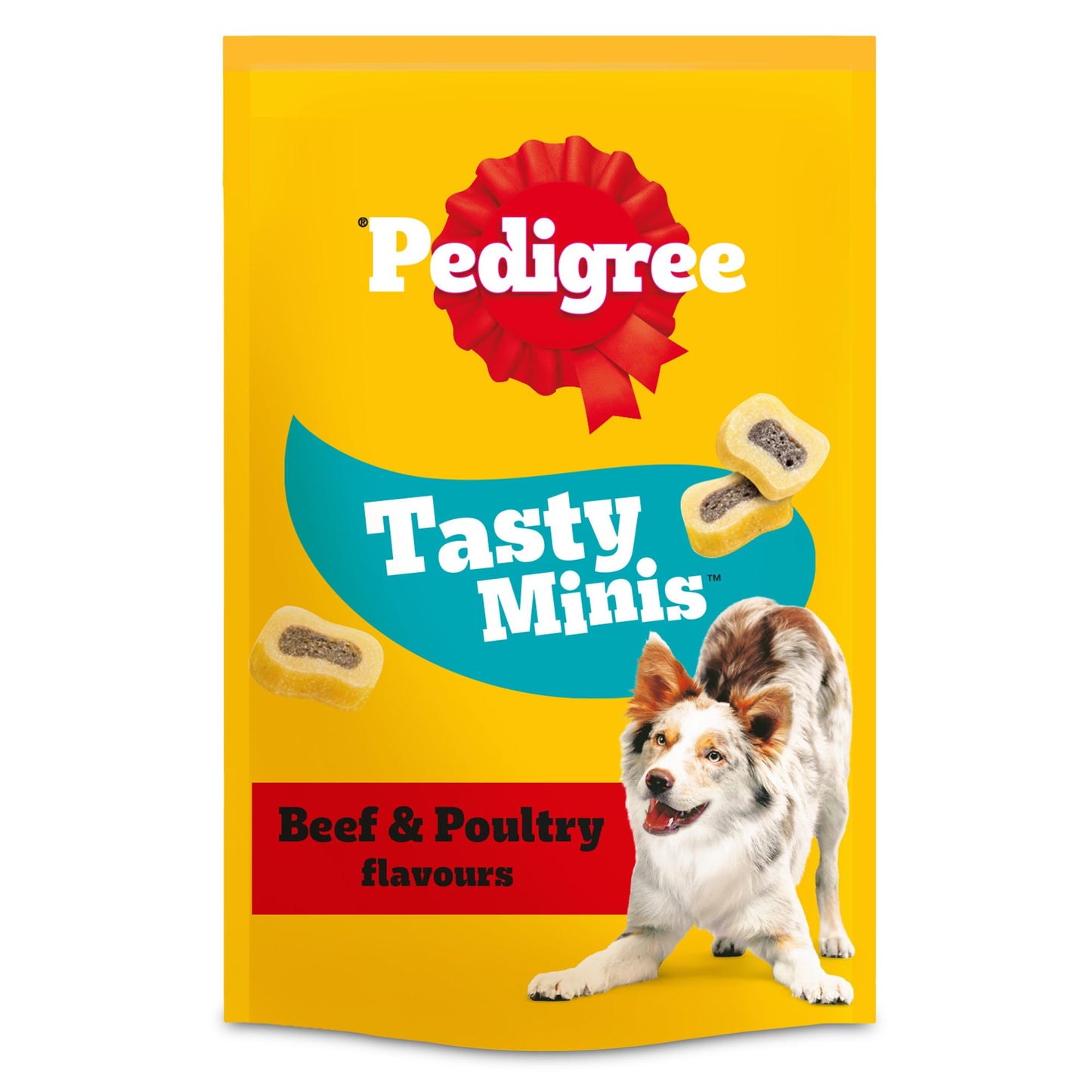 PEDIGREE TASTY MINIS Adult Dog Treats Cheese & Beef Nibbles 140g - Pack of 8, Packaging May Vary