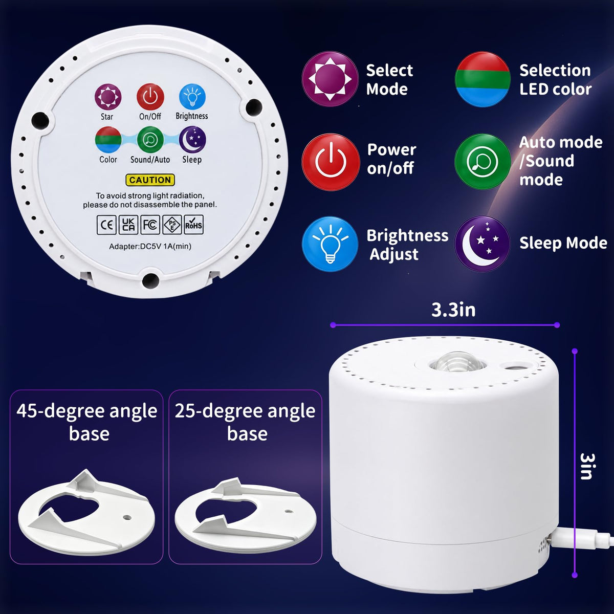 CAIYUE Star Projector Galaxy Projector, Exquisite Nebula Night Light Projector, Ocean Wave Galaxy Light with Remote Control,with Adjustable Speed and Brightness, Adults, Bedroom,Party