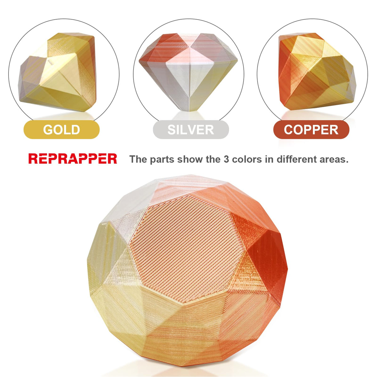 Reprapper 4X 250g Color Pack – Dual Color PLA Filament 1.75mm for 3D Printer & 3D Pen, Multicolour Filament, 4 x 250g Matte Red/Blue, Matte Purple/Green, Silk Red/Blue, and Silk Purple/Green