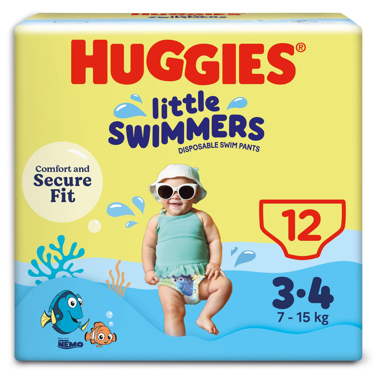 Huggies Little Swimmers, Swim Nappies, Size 5-6 - 33 Pants - Maximum Protection Swimming Nappies with Leak Guards - All-Round Stretchy Waistband