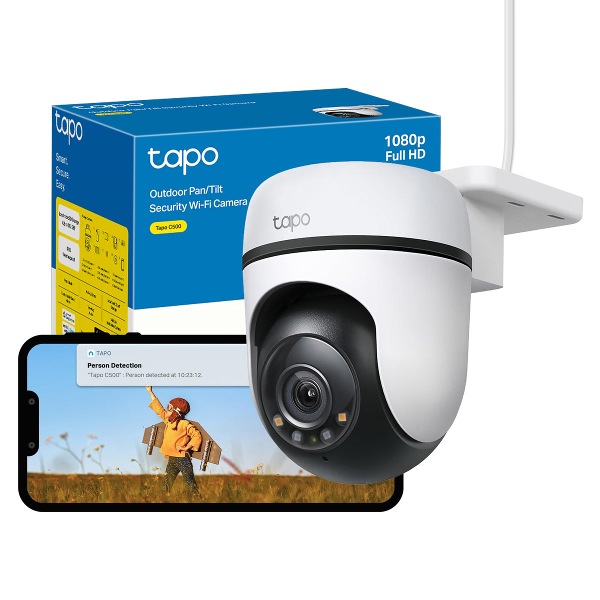 Tapo TP-Link C500 Outdoor Wi-Fi Security Camera, 360° FHD 1080P with Night Vision, Two-Way Audio, Cloud Video Recording, Works with Alexa
