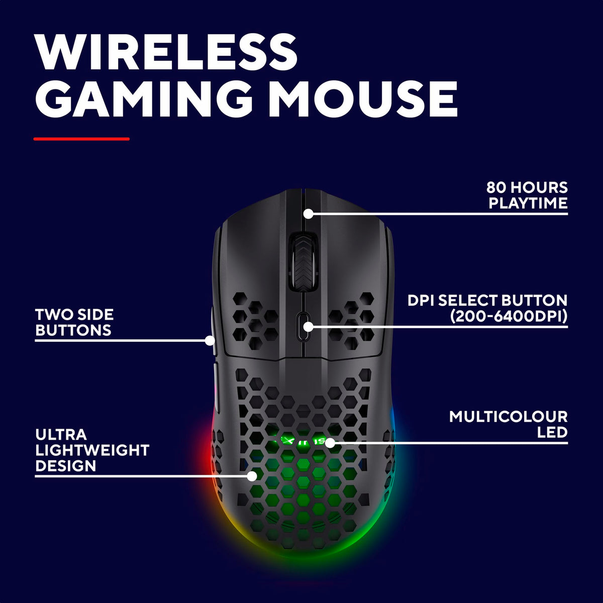 GXTrust Helox USB Gaming Mouse Superlight 65g, Black