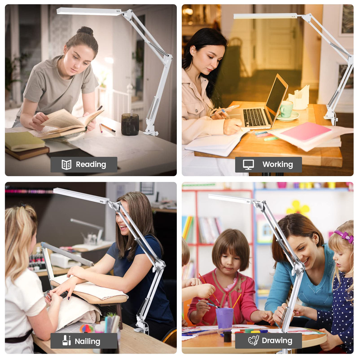 SKYLEO LED Desk Lamp with Clip and Base - Eye Protection Desk Lamps Black