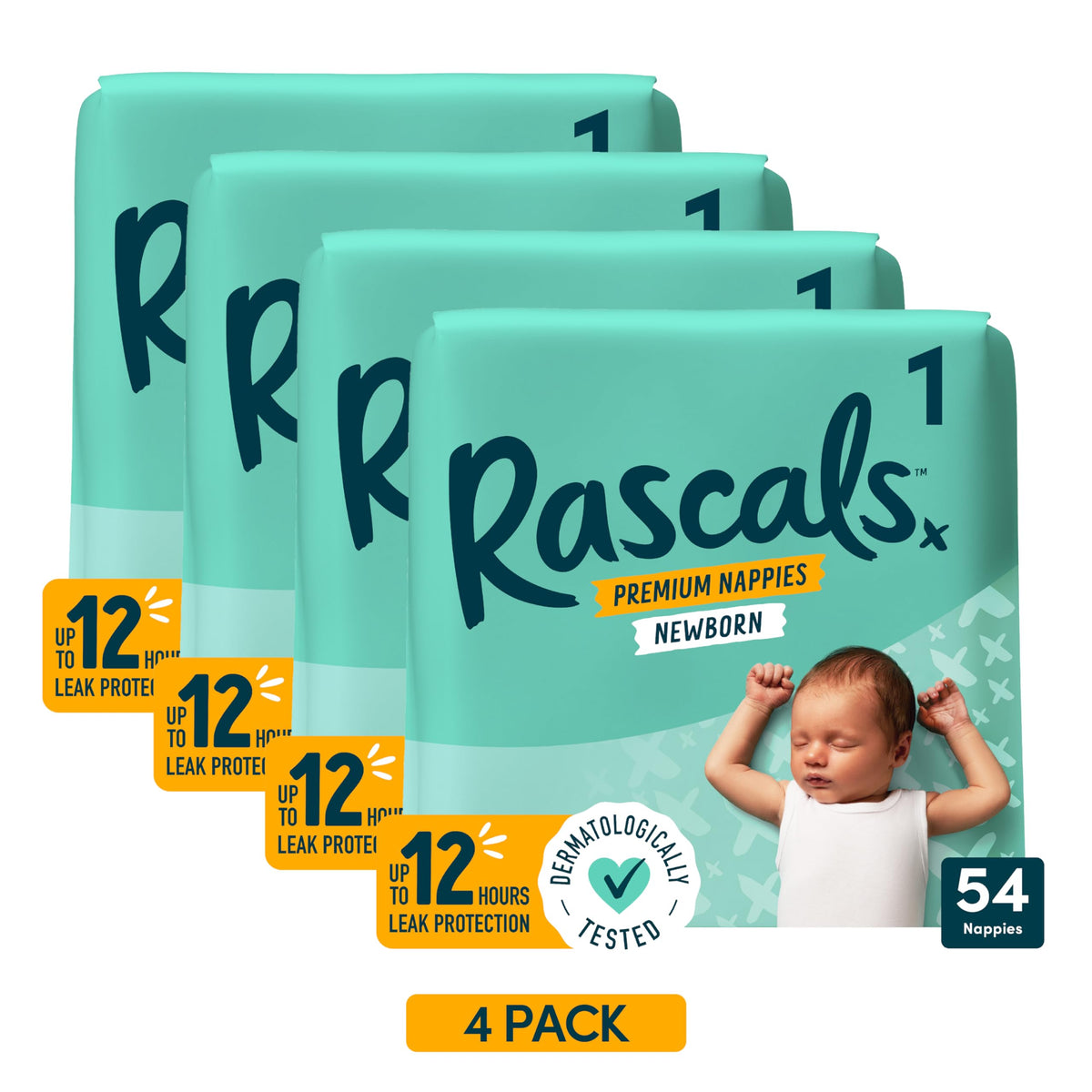Rascals Premium Nappies Size 3, 296 Count, Feather-Soft