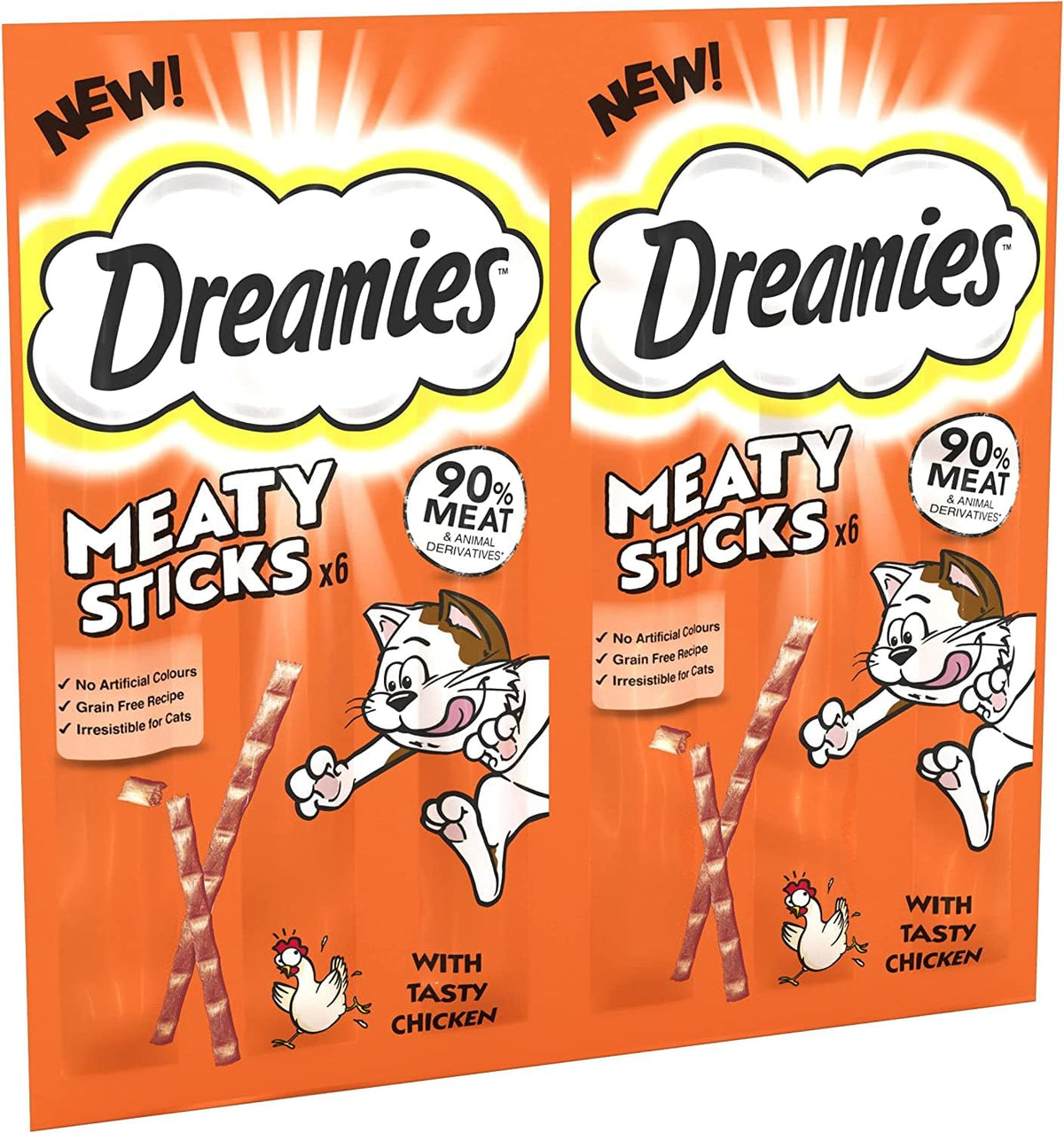 Dreamies Meaty Sticks 84-Piece, Cat Treats Tasty Snacks with Delicious Salmon, Pack of 14 x (30 g)