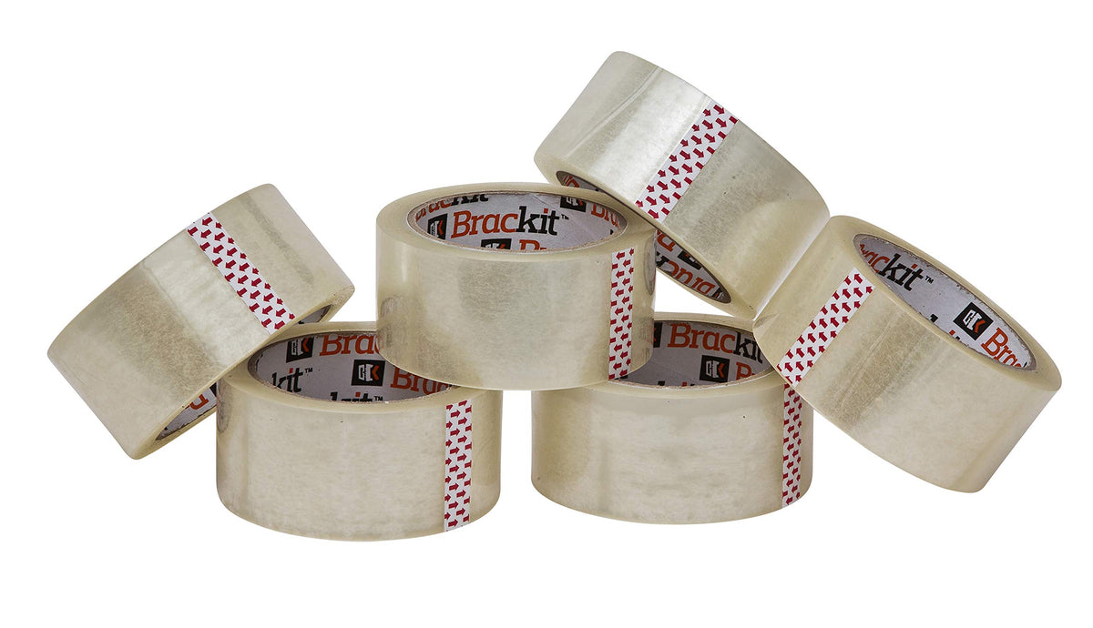 brackit Packing Tape Brown 48mm x 66m, Bulk Pack of 6 Rolls