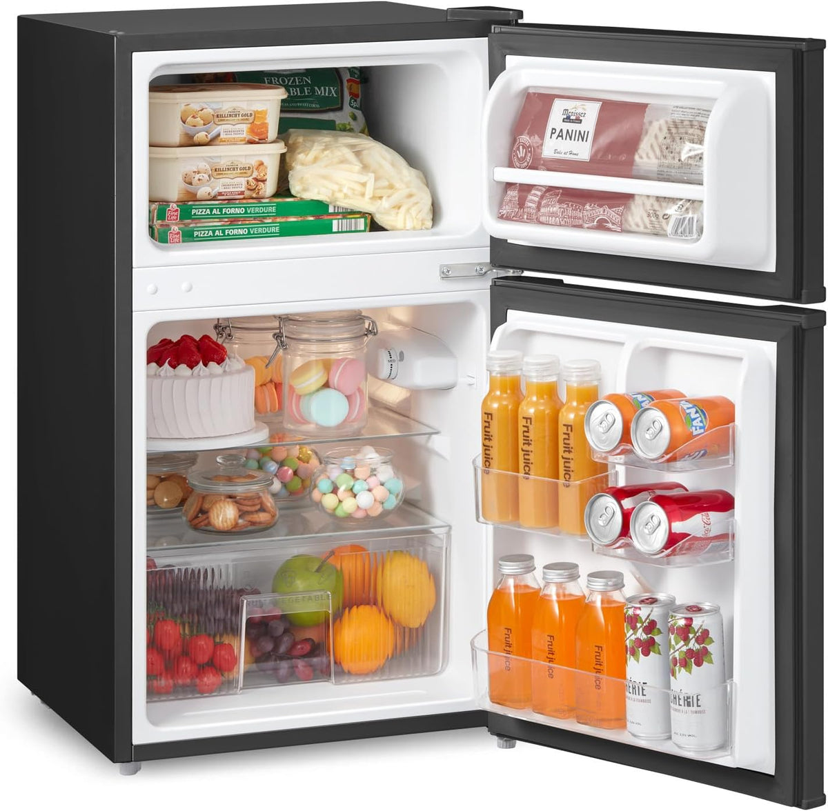 COMFEE' 87L Under Counter Fridge Freezer, Reversible Door, RCT87BL2(E)