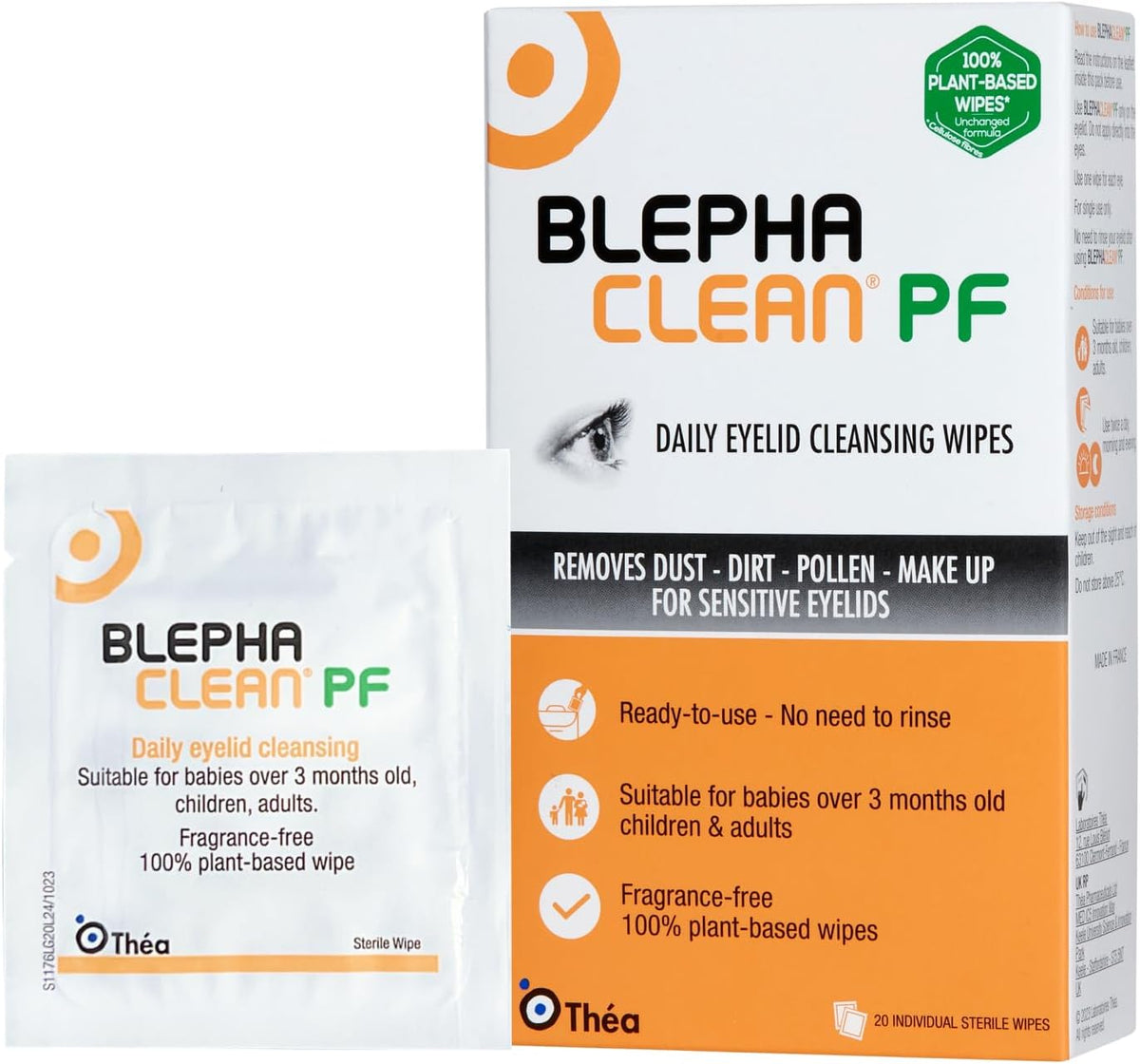 Blephaclean PF Cleansing Eyelid Wipes, for Sensitive Eyelids, 20 Wipes