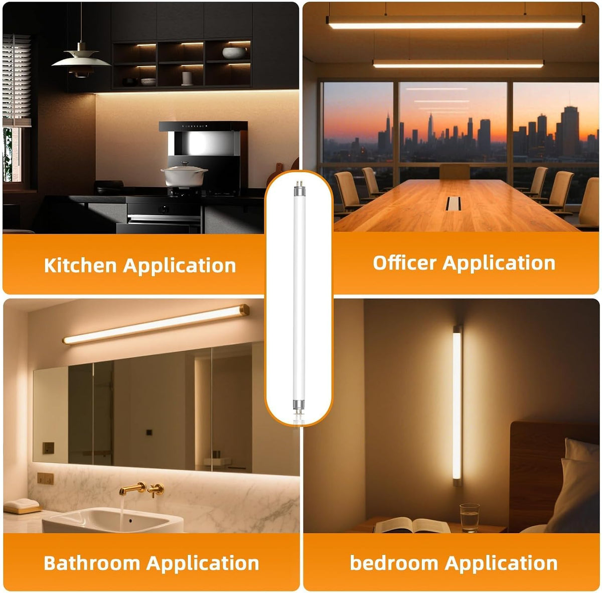 2 Pack 8W Fluorescent Tube, Size 300mm, T5 Warm White 3000K, 560LM, G5 Base Low Energy Consumption Tube Light, Emergency Energy Saving Light, Suitable for Kitchen, Bathroom, Cabinet, Garage