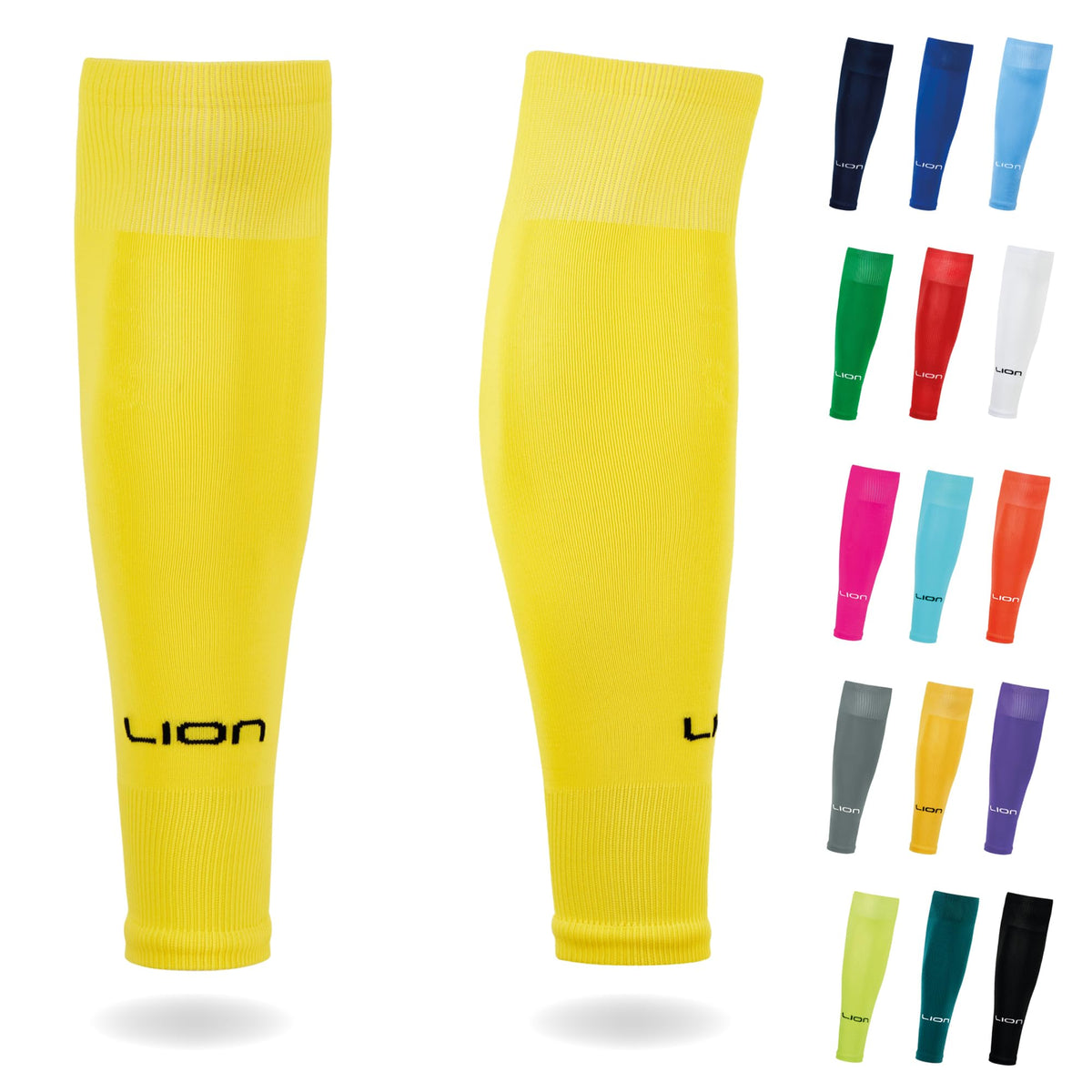 LION SPORTSWEAR Football Sock Sleeves To Accompany Grip Socks - Fits Over Calf/Shin Pads - Variety Of Colors To Match Your Team Kit