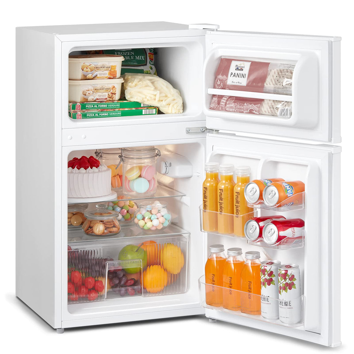 COMFEE' 87L Under Counter Fridge Freezer, Reversible Door, RCT87BL2(E)