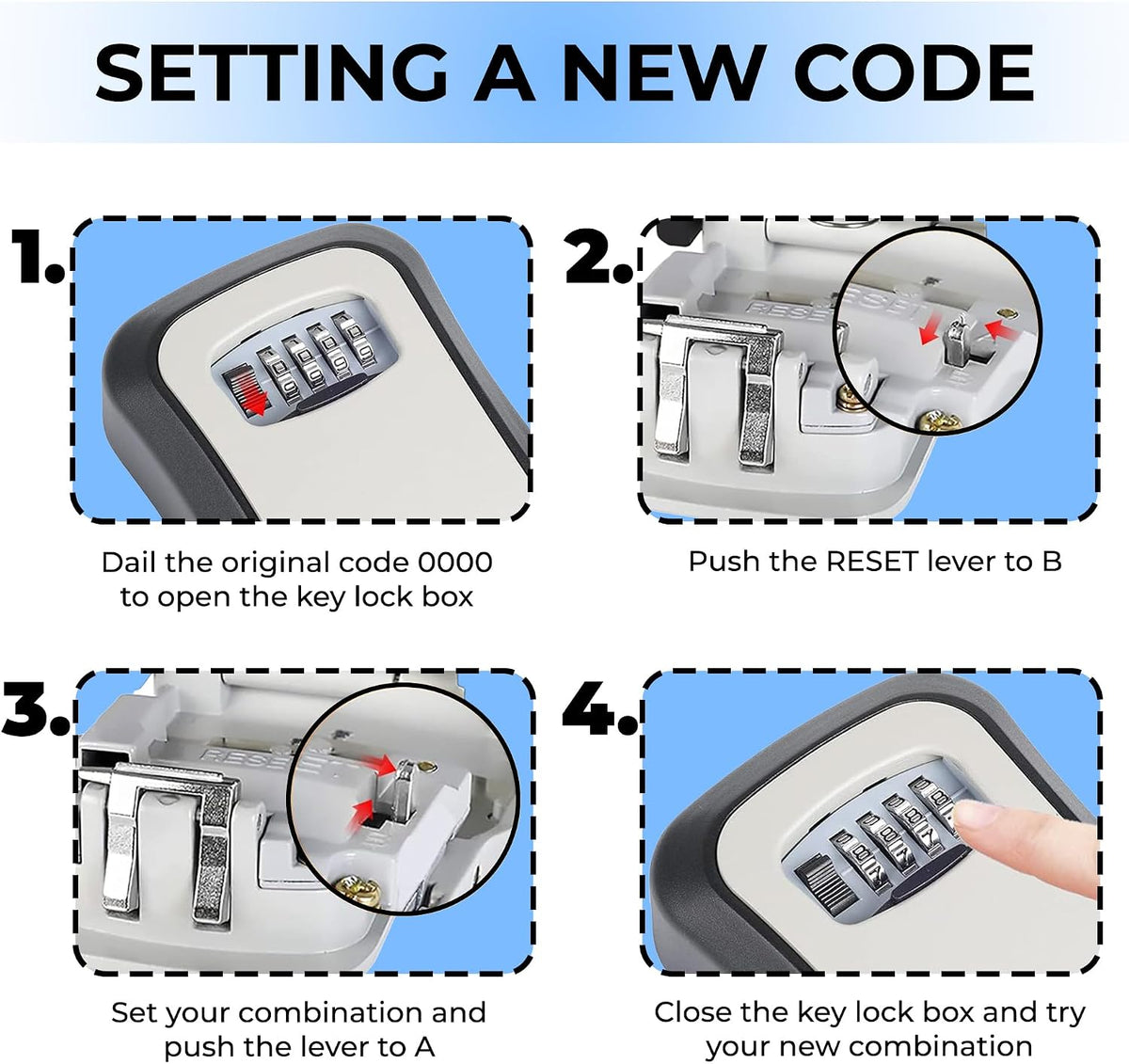 Double Dragon 4-Digit Wall-Mounted Key Lock Box with Zinc Alloy Dial (Black)