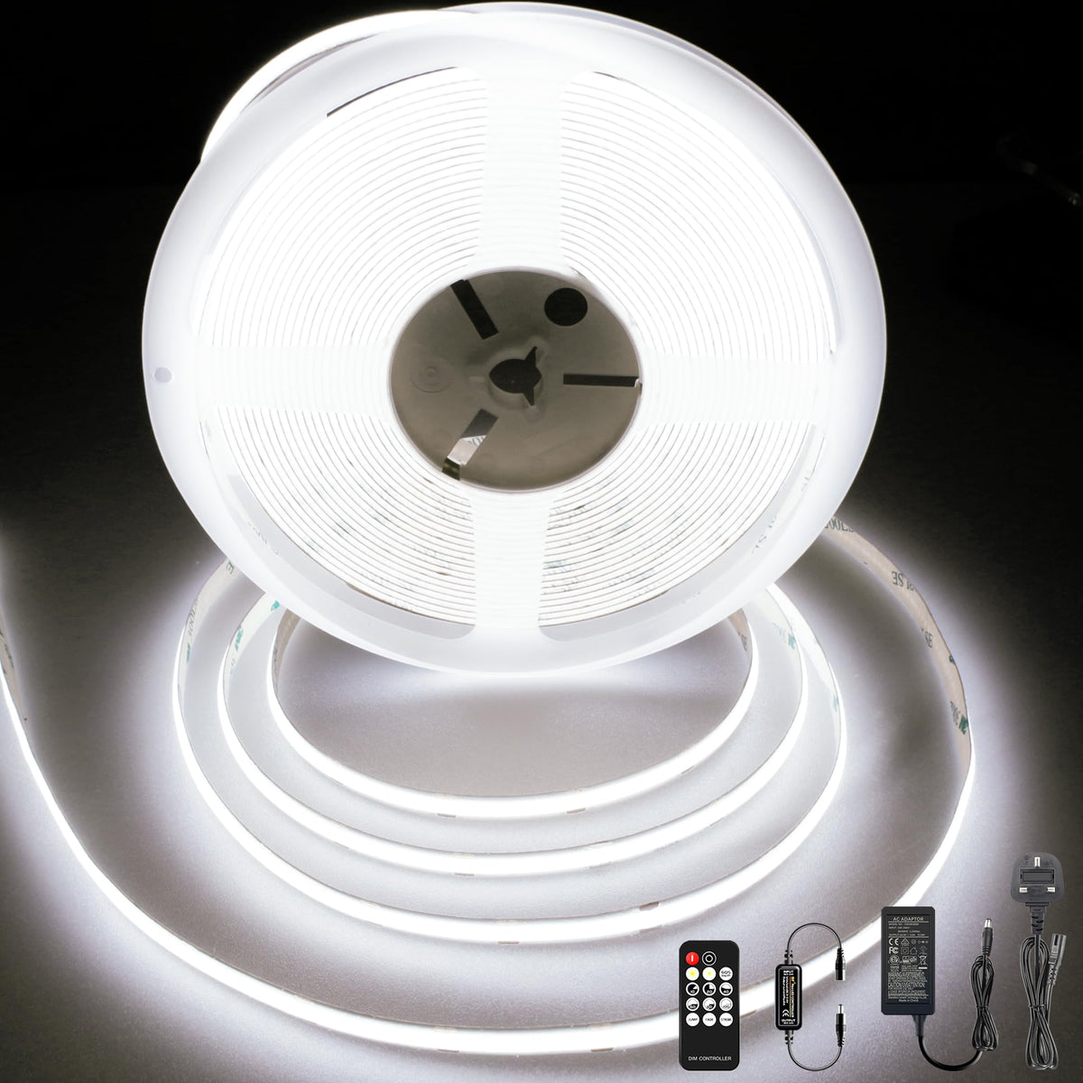 COB LED Strip 3m, 24V, Dimmable, Remote, Warm White, 2700K