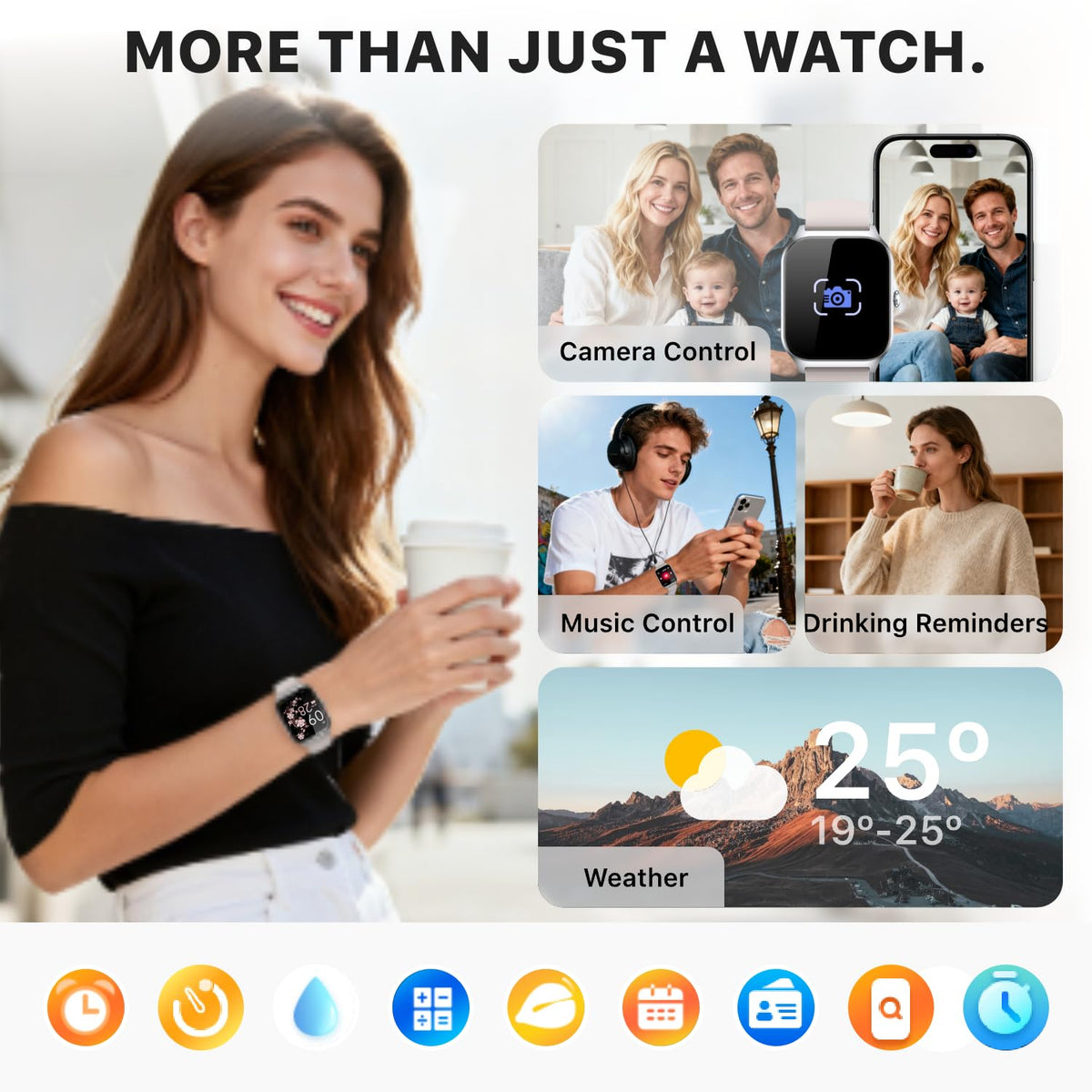 Smart Watch for Women Men - Answer/Make Call, Fitness Tracker Smartwatch for Android iPhone Compatible, Sleep Female Cycle, 120+ Sports Modes Step Counter (Blue, 2 Straps)