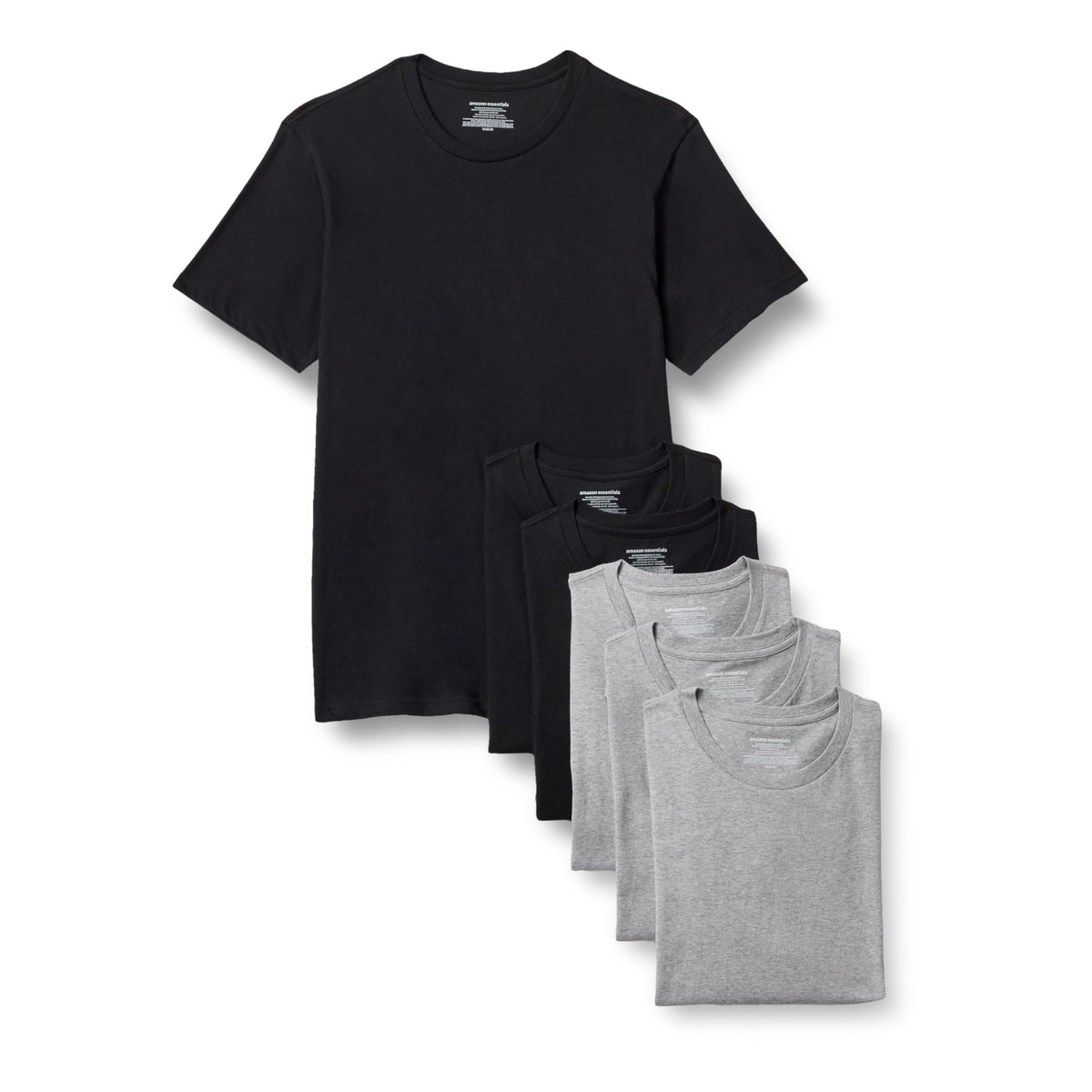 Amazon Essentials Men's Vests - Slim-Fit Cotton Crew Neck, Short and Long Sleeve T Shirt, Pack of 6, Undershirt and Vests for Men