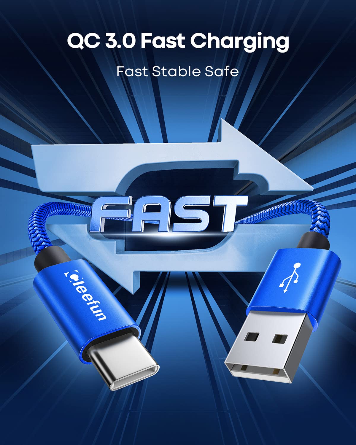 CLEEFUN 3M USB C Cable (2-Pack), Long PS5 Controller Charger Fast Charging