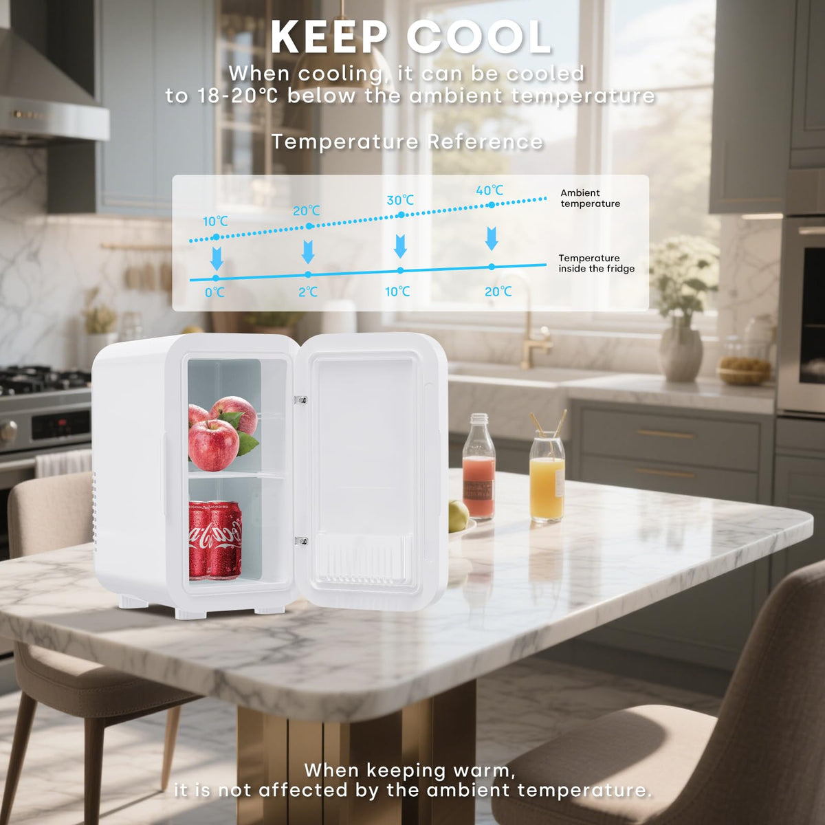 Enventor Mini Fridge 6 Litre/ 8 Can, Portable Cooler and Warmer, AC+12V DC