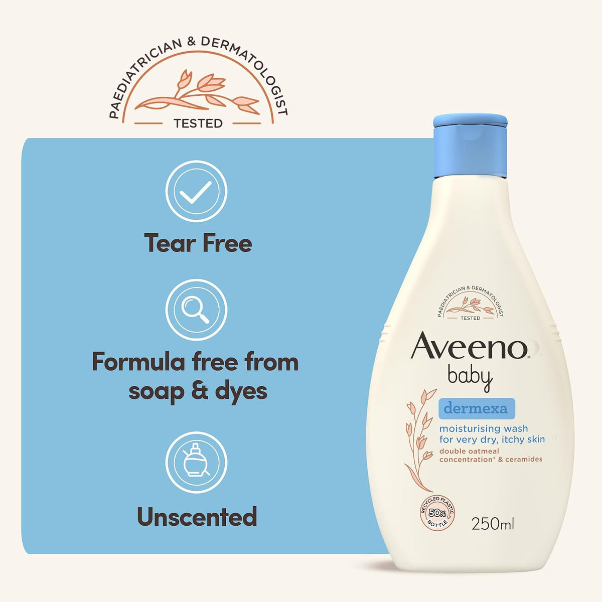 Aveeno Baby Dermexa Moisturising Wash for Very Dry, Itchy Skin (1x 250ml)