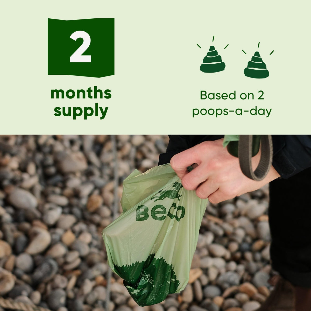 Beco Dog Poo Bags, 94% Recycled Plastic, Unscented Refill Rolls, 270 Bags