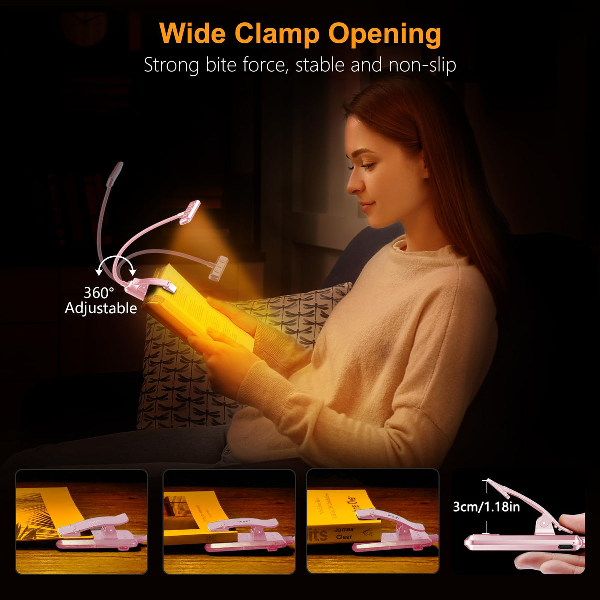 Gritin 19 LED Rechargeable Book Light for Reading in Bed - Memory Function