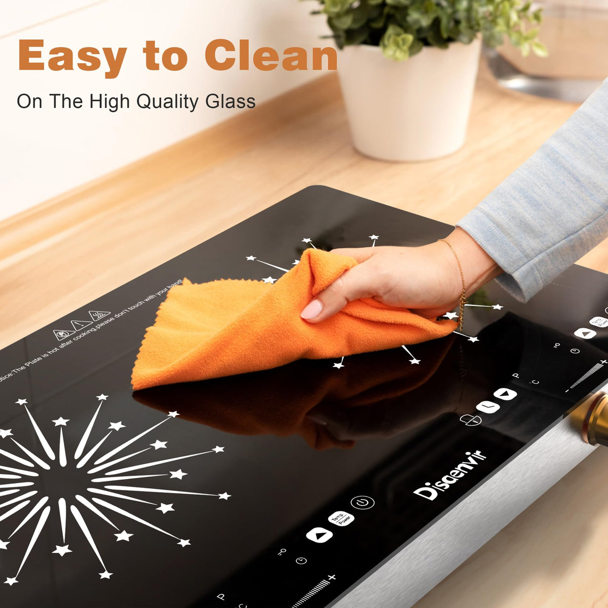 Double Ceramic Hob with Handle, Plug in 2 Ring Electric Hob