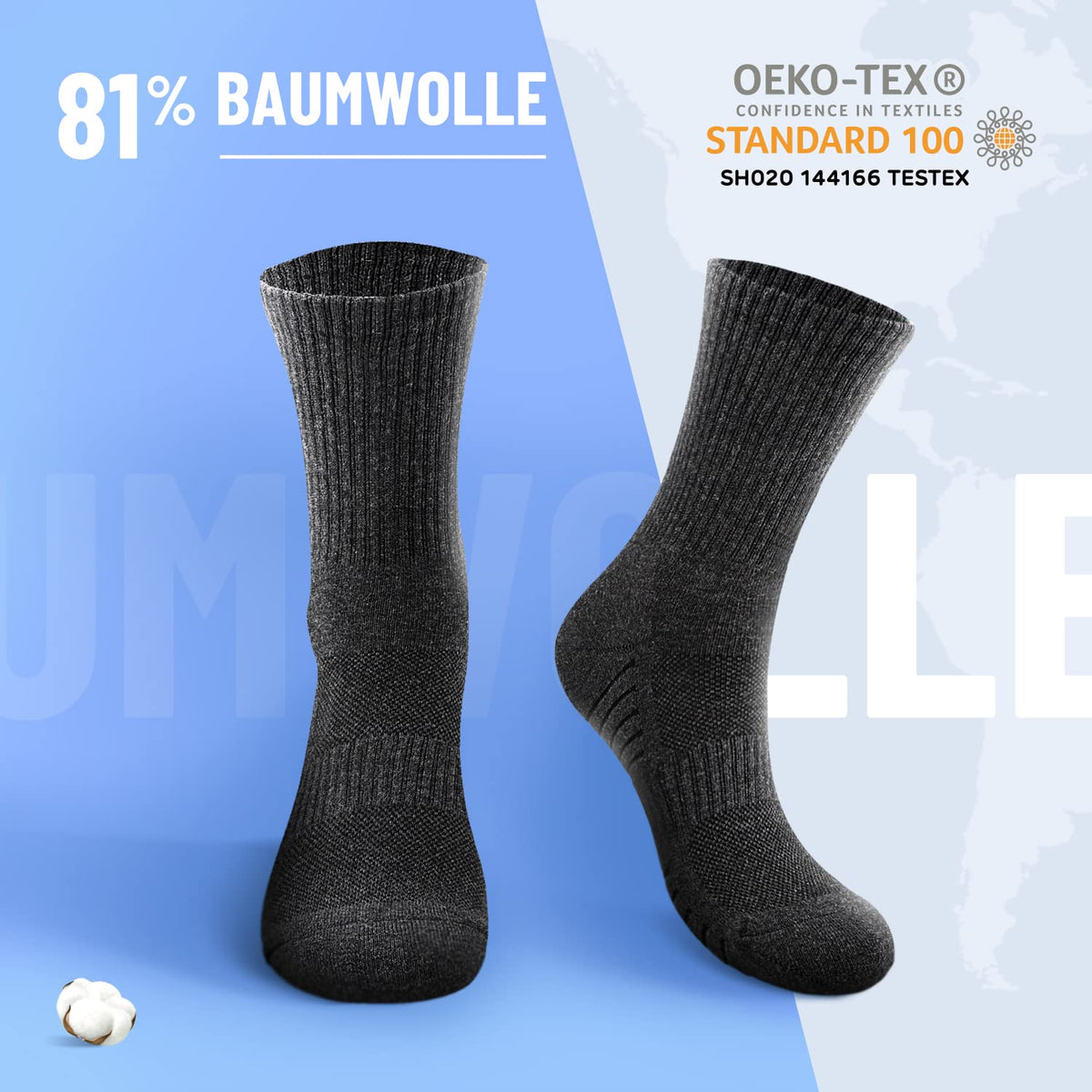 6/12 Pairs Cushioned Sports Socks for Men Women Cotton Crew Socks