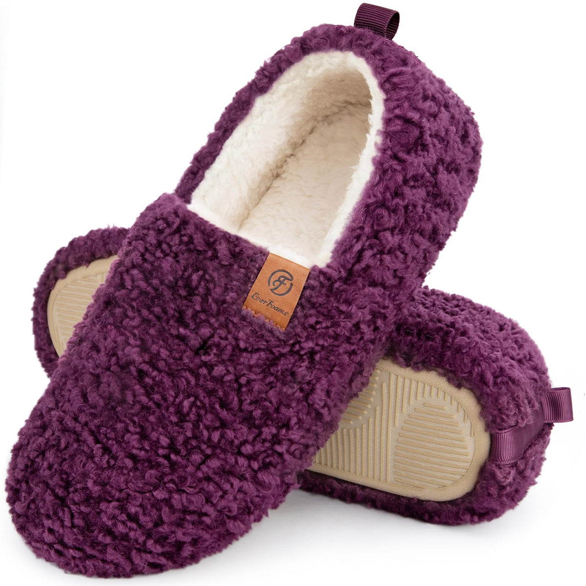 EverFoams Women's Fuzzy Full Slippers Faux Shearling Memory Foam