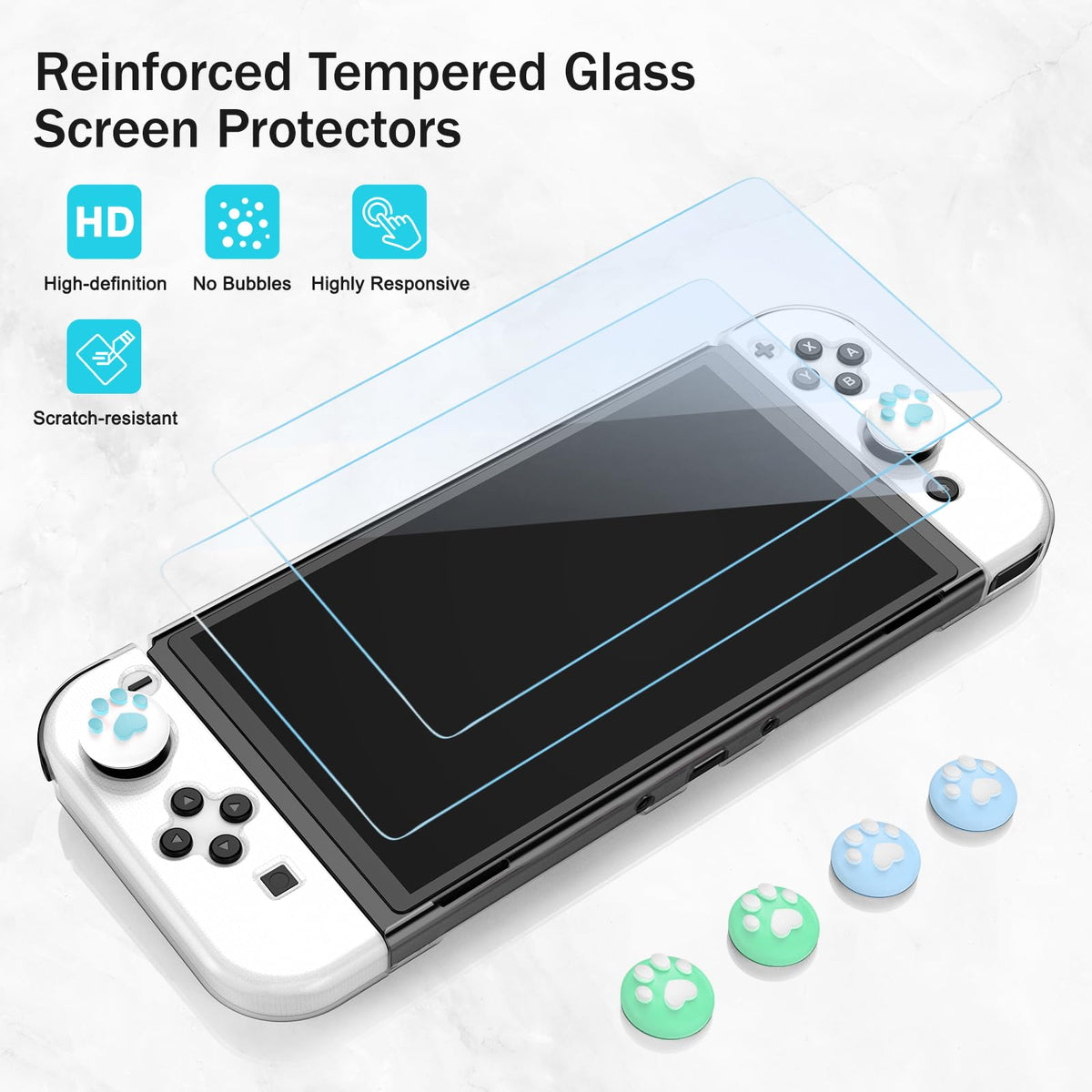 Younik Switch Accessories Bundle, 17 in 1 Switch Accessories Kit for Girls Include Switch Carrying Case with 9 Game Card Slots, Adjustable Stand, Protective Case for Switch Console & J-Con (Blue)