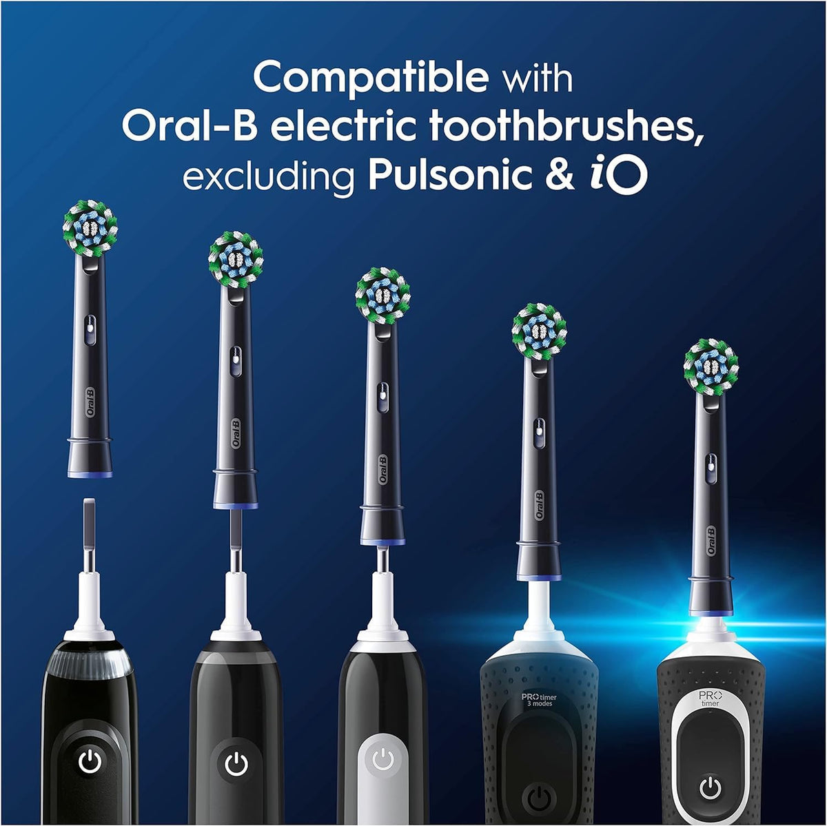 Oral-B Pro Cross Action Electric Toothbrush Heads, 4 Count, Black