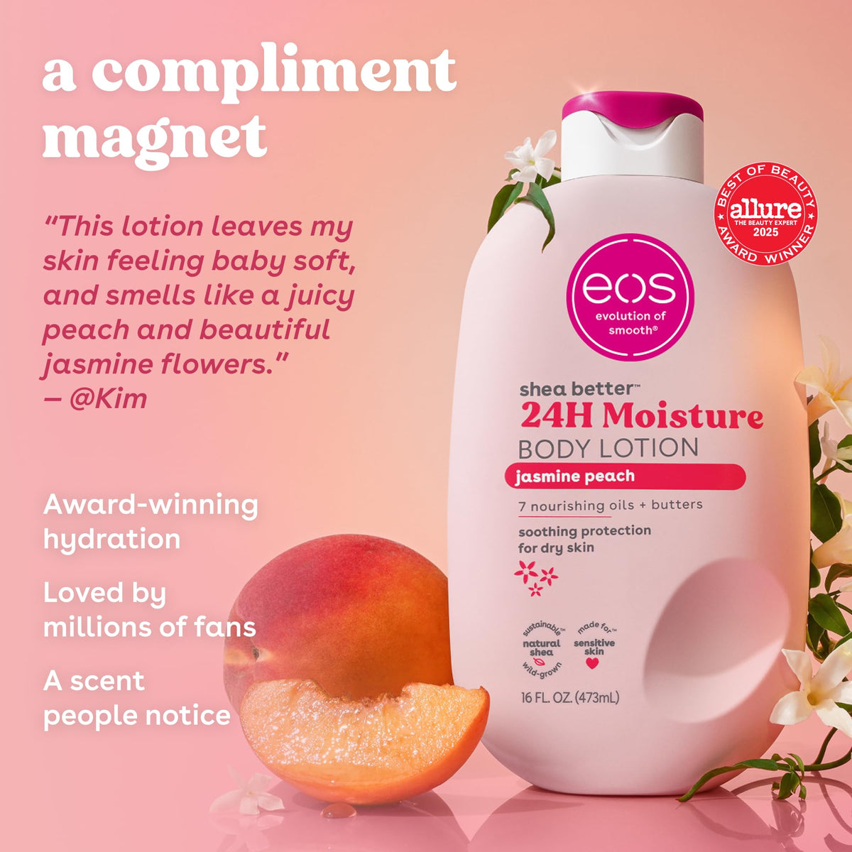 eos vanilla cashmere body lotion shea better 24hr moisture - 16 oz/473 ml