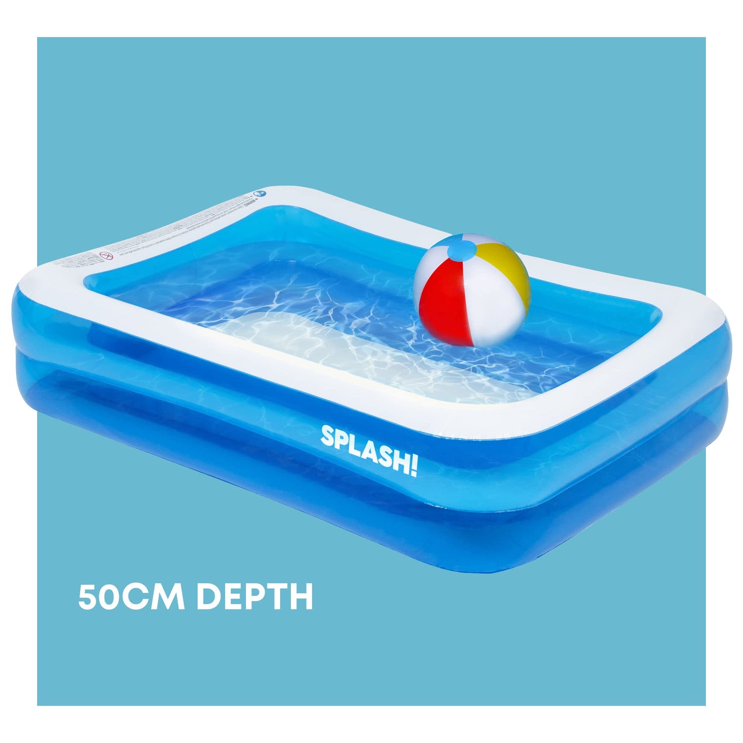 SPLASH! 8.5ft Rectangular Inflatable Swimming Pool — 780 Litre Capacity