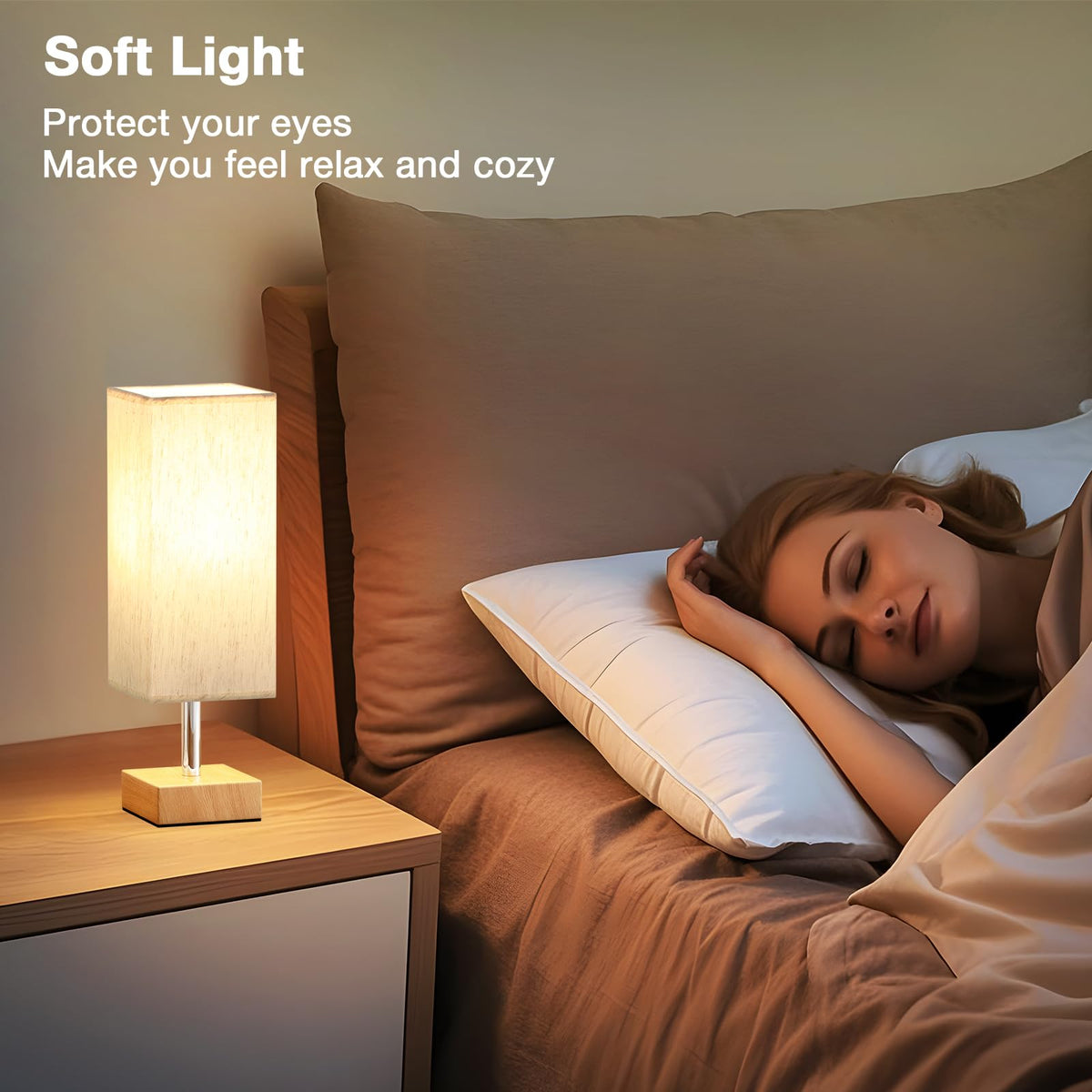Aooshine Bedside Lamps, 3000K Warm Table Lamp for Bedroom Living Room