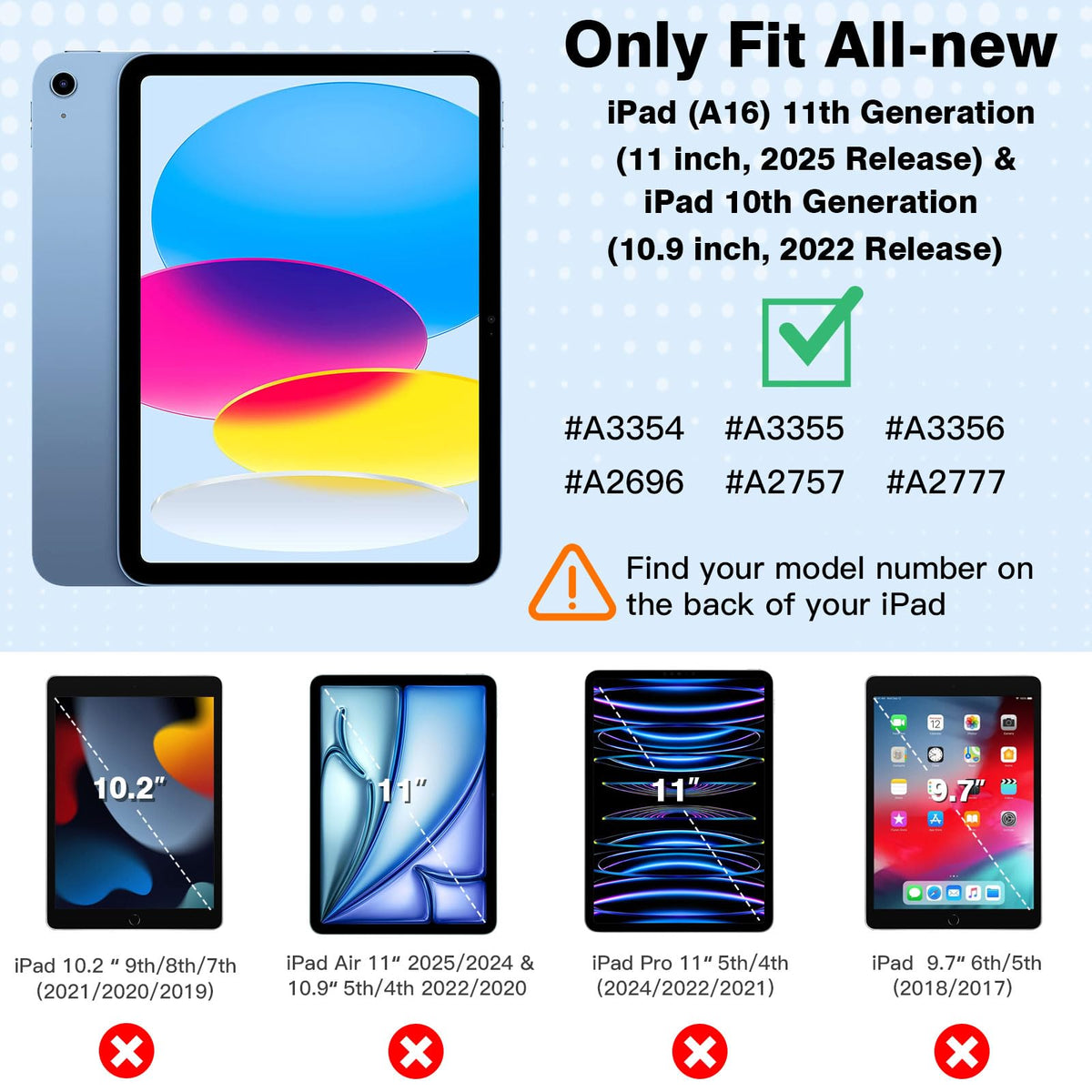 TiMOVO Case for iPad A16 11th Gen 11"/10th Gen 10.9", Abyss Blue
