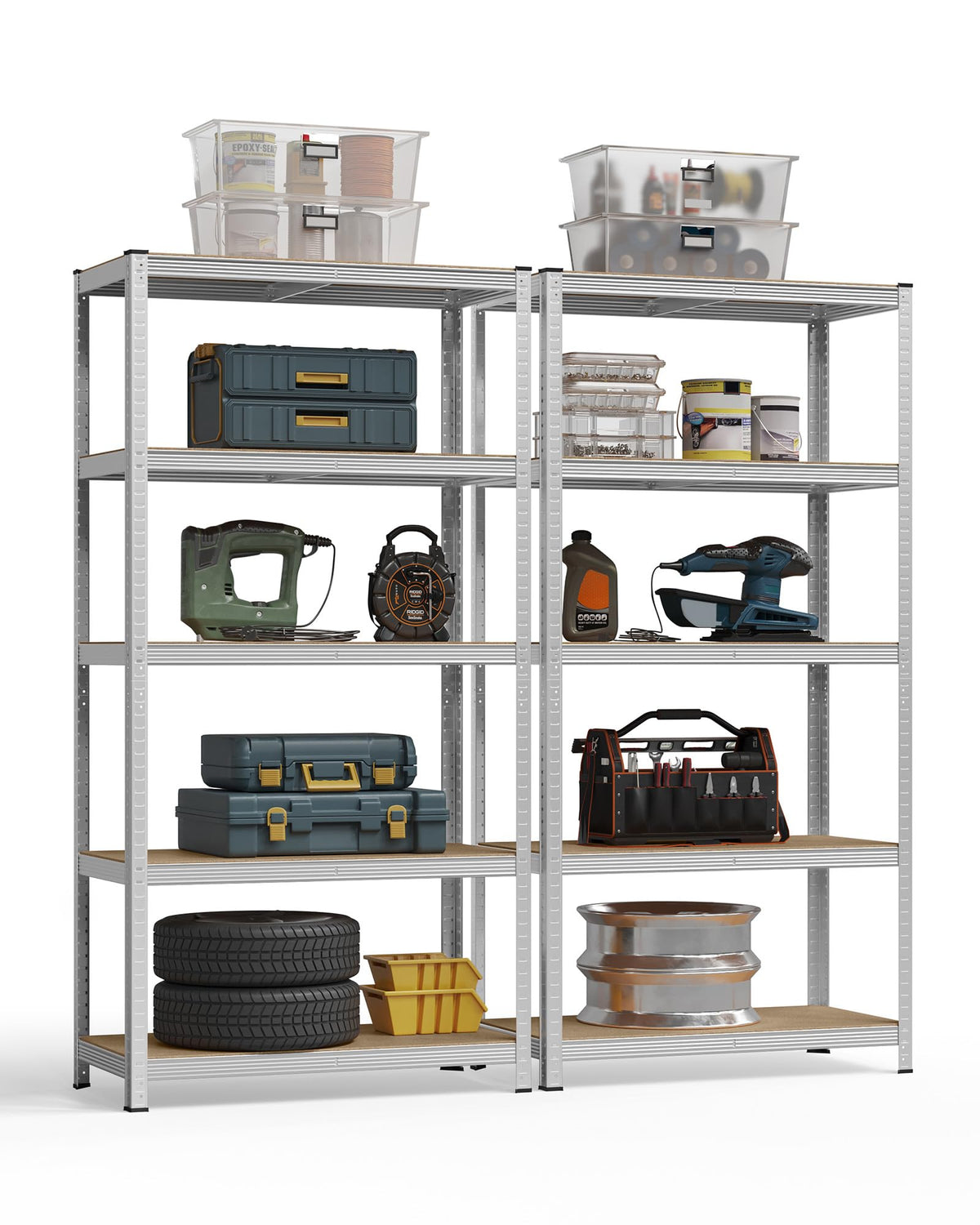 SONGMICS 5-Tier Heavy-Duty Shelving Units, Set of 2, Boltless Assembly