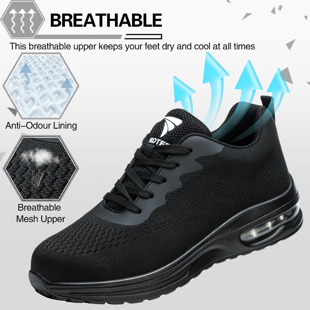 VAVOBIS Safety Trainers Men Womens Safety Shoes with Steel Toe Cap Trainers Non Slip Lightweight Work Trainers Breathable Puncture Proof Work Shoes