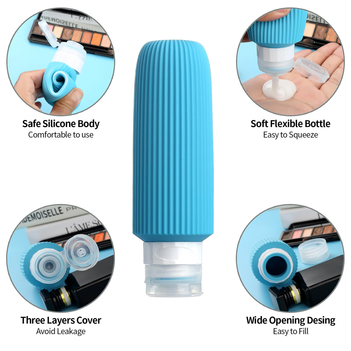 Mrsdry Travel Bottles for Toiletries, 16 Pack Silicone Travel Bottles Set, Leakproof Travel Size Toiletries, BPA Free Travels Containers for Toiletries, Traveler Accessories for Shampoo Conditioner