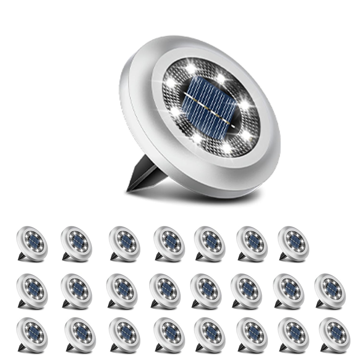 Torchtree Solar Lights Outdoor Garden,600mAh Solar Ground Lights, 8 LED Solar Disk Lights for Garden Lawn Pathway Yard Landscape Walkway（8 Pack Bright White） ﻿