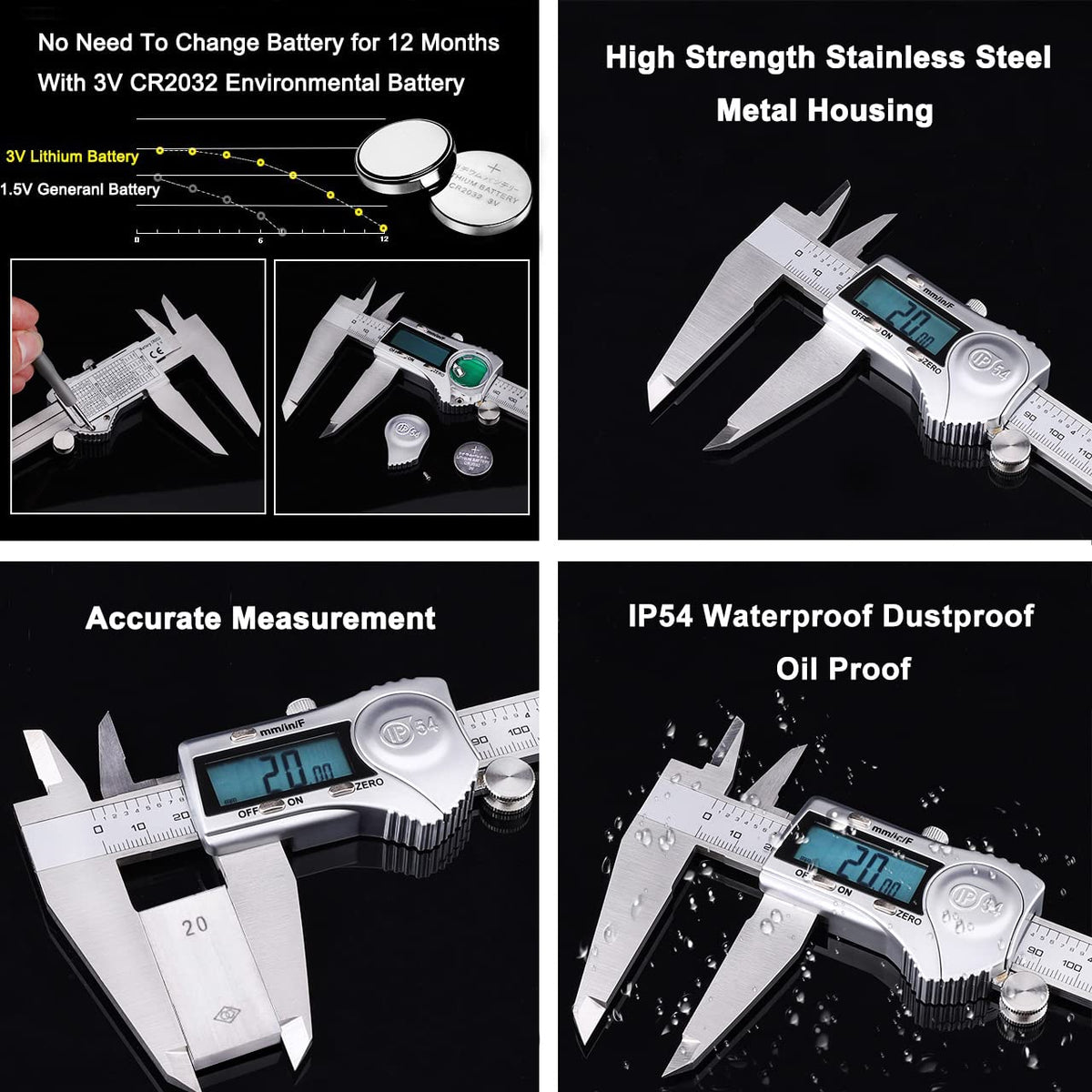 Kynup Digital Caliper 150mm, 6 inch Digital Vernier Caliper with LCD Screen