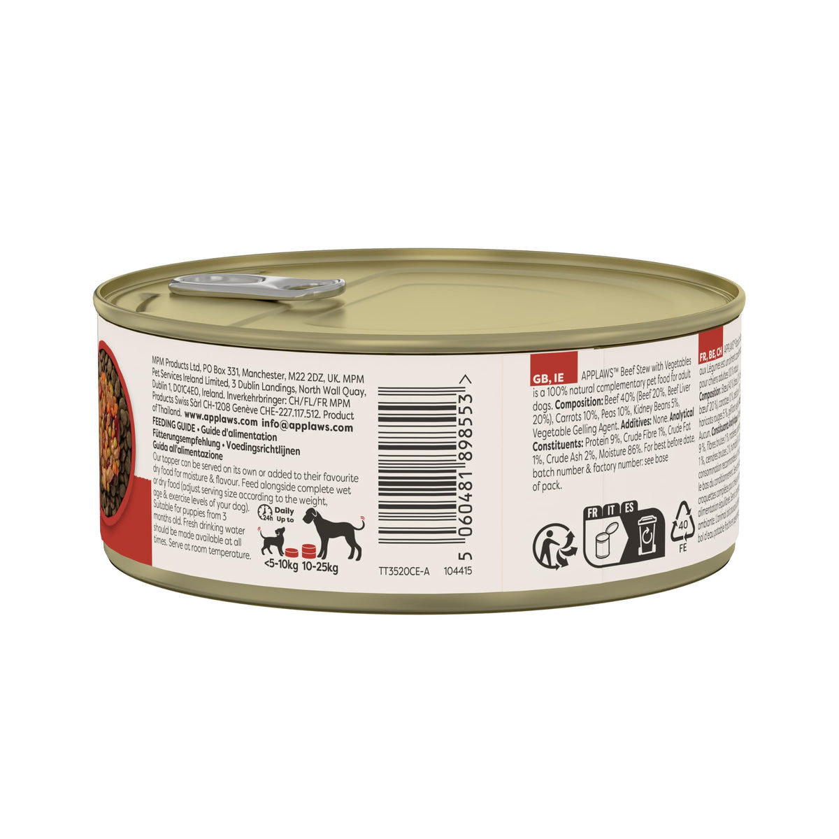 Applaws Natural Wet Dog Food Topper, Chicken Selection in Broth, 8x156g Tin