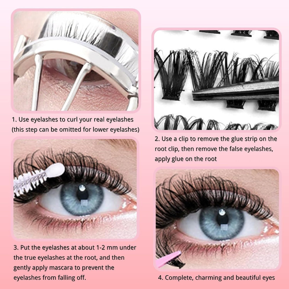 KEYRI 580 Pieces Individual Eyelashes 30-100D Cluster Lashes Kit