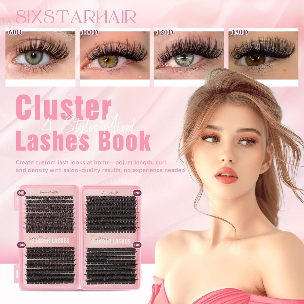 Sixstarhair Individual Eyelashes Kit Lash Clusters with Glue and Remover