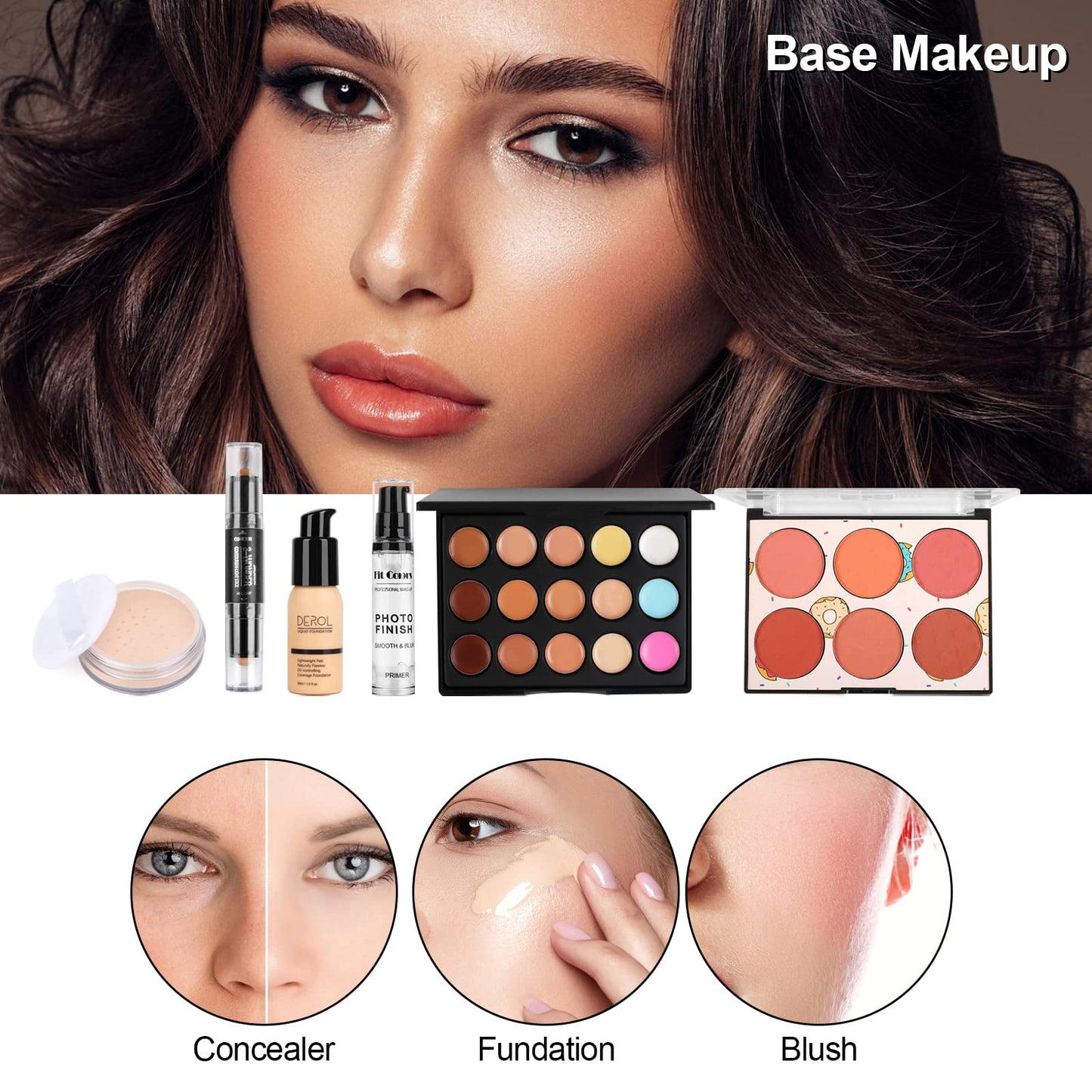 LYMYBETY Makeup Set, Cosmetic Make Up Starter Kit With Storage Bag Portable Travel Make Up Palette Eyeshadow Foundation Lip Gloss for Teenage & Adults (Style B), 1.0 count